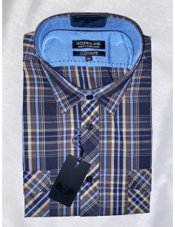 Goldenland custom fit hosszú ujjú ing-Kék kockás