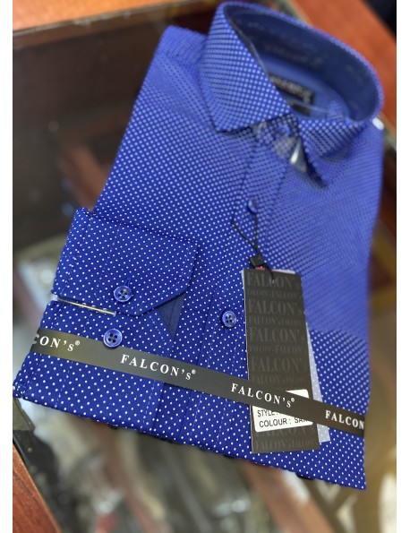 Falcon's Slim fit férfi ing- Kék-Fehér mintás